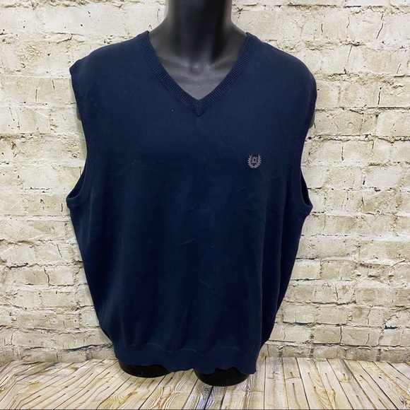 Chaps Navy Blue V Neck Cotton Sweater Vest - Picture 1 of 4